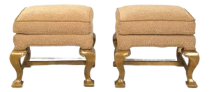 Pair of Vintage Mecca Carved Wood Benches