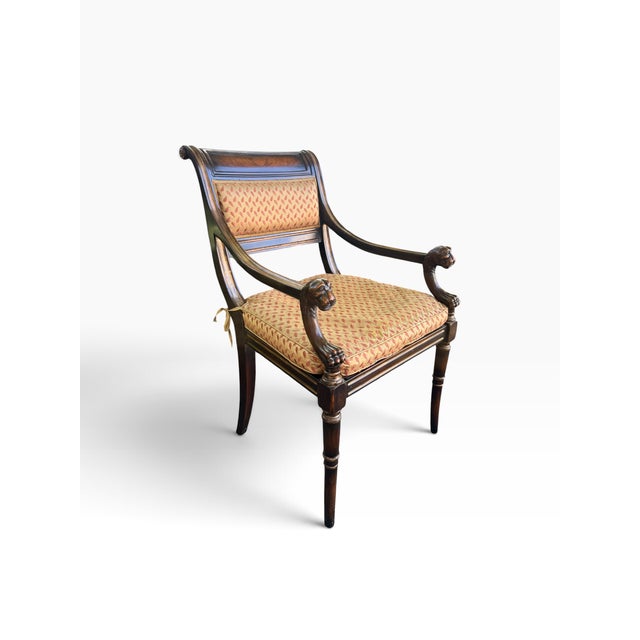 Traditional Theodore Alexander Regency Style Carved Lion Head Mahogany Armchair For Sale - Image 3 of 15