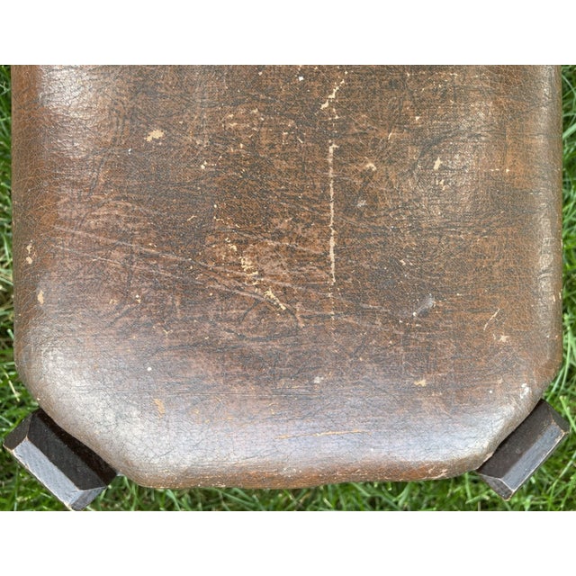 Antique Arts and Crafts Wood & Leather Footstool, Signed For Sale - Image 13 of 14