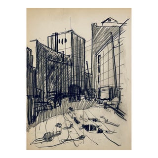 1930s Norman Kent Drawing of a City, Probably Buffalo For Sale