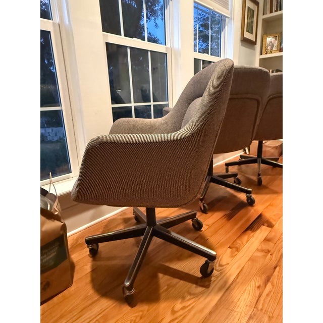 Set of three vintage executive desk chairs attributed to Max Pearson for Knoll. These classic chairs retain their...