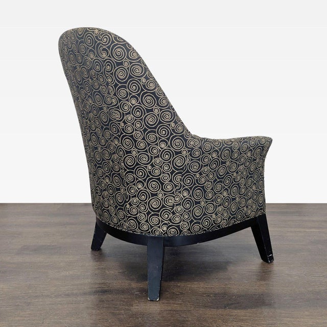 Comfortable Lounge Chair With Swirl Pattern Upholstery For Sale - Image 4 of 9