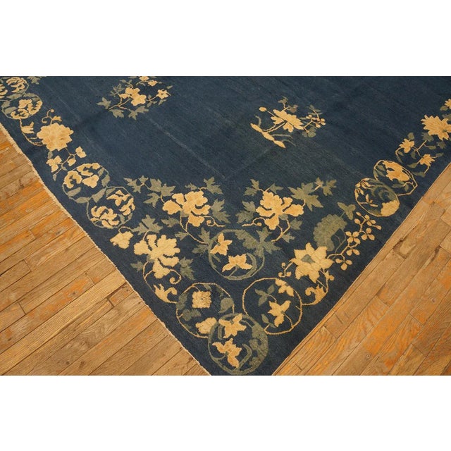 Navy Blue Antique Chinese Peking Rug For Sale - Image 8 of 11