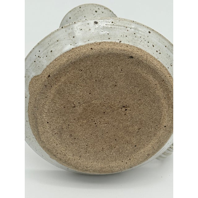 Vintage Soft White Speckeled Ceramic Candle Holder For Sale - Image 4 of 7