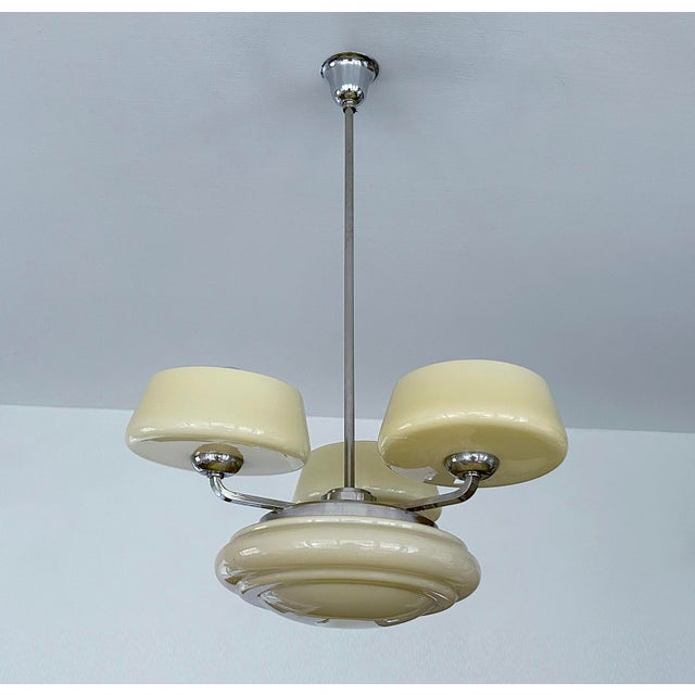 Art Deco Pendant Light in Glass, 1930s For Sale - Image 4 of 18