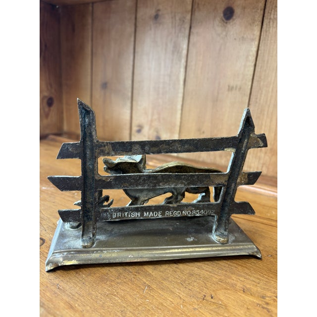 Vintage English Brass Fox Letter Rack For Sale - Image 4 of 5