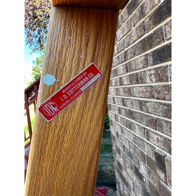Vintage i.d Cotterman Co. Solid Oak Library Rolling Ladders - A Matching Pair For Sale - Image 9 of 13