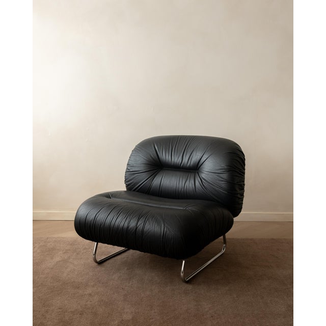 Italian Leather and Chrome Lounge Chairs, 1980s, Set of 3 For Sale - Image 12 of 18
