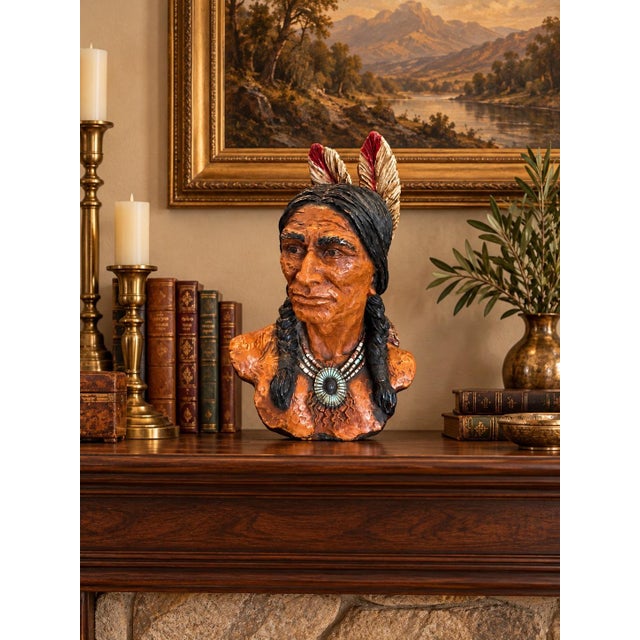 This vintage Native American chief bust was designed and signed by artist Vaughn Kendrick and manufactured by the Chicago...