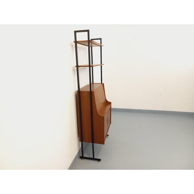 Vintage Modular Secretary Desk Bookcase in Teak and Metal, 1970s For Sale - Image 11 of 18