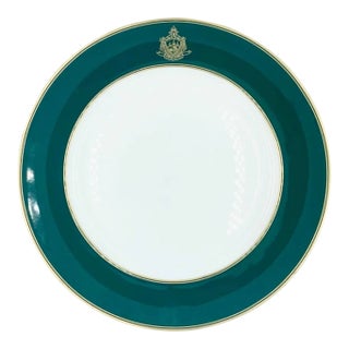 1990s 5-Star the Beverly Hills Hotel Green & Gold Charger Dining Dinner Plate For Sale