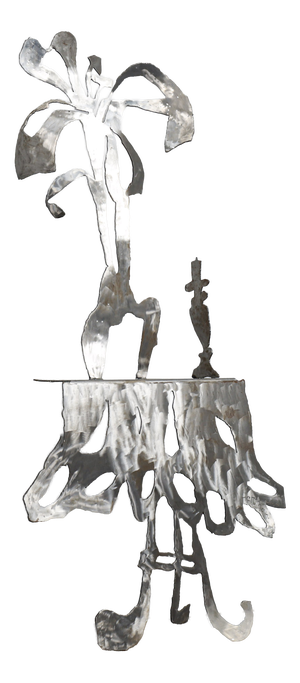 Petra Hartman, Iris in a Vase Standing Sculpture, 2002, Stainless Steel