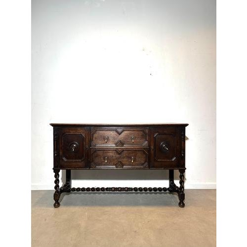 Antique Oak Sideboard with Barley Twist Base For Sale - Image 3 of 6