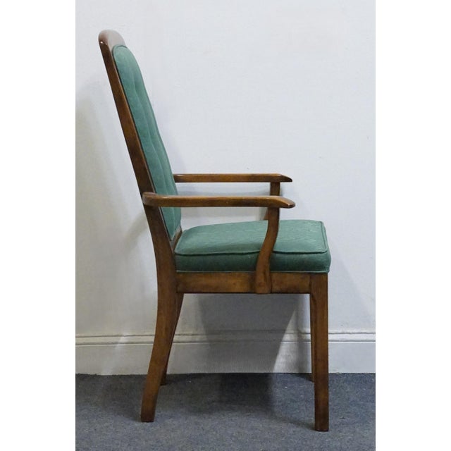 Late 20th Century Burlington House Solid Birch Mid Century Transitional Upholstered Dining Arm Chair For Sale - Image 5 of 10