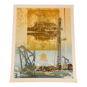 Mid-Century Abstract Texas Oil Well Print by Marian Ford