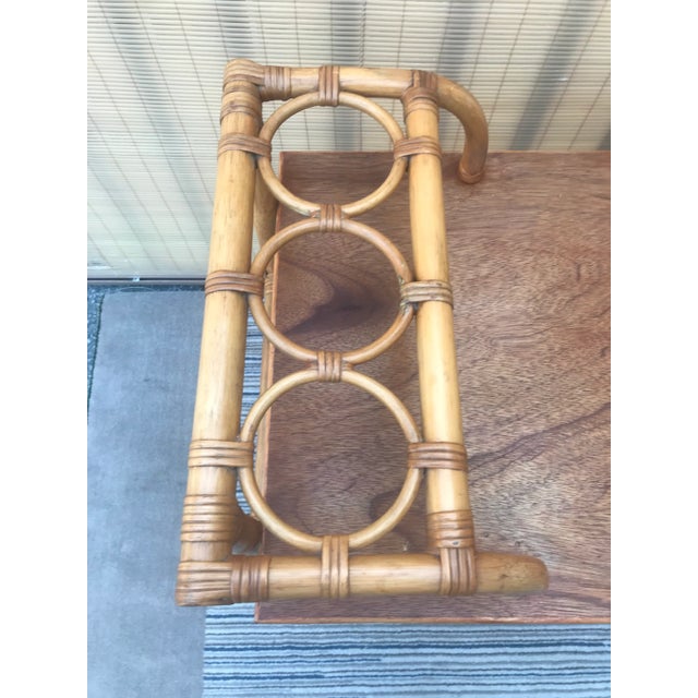 Wood 1970s Coastal Rattan and Bamboo Serving Bar For Sale - Image 7 of 13
