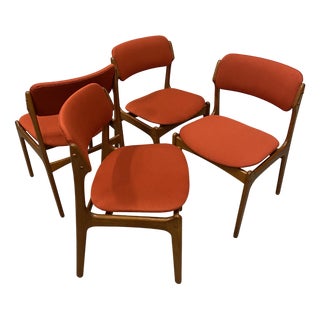 OD-49 Teak Chair Set by Erik Buck for Oddense Maskinsnedkeri, 1960s, Set of 4 For Sale