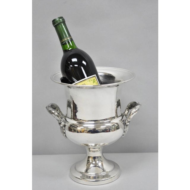 Vintage English Regency Style Silver Plated Trophy Cup Urn Bar Champagne Chiller Ice Bucket. Circa Mid 20th Century....