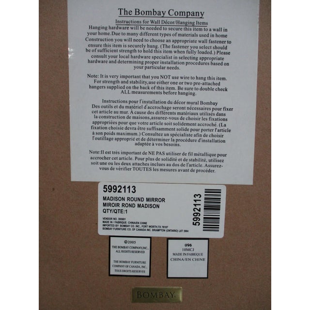 1980s Bombay Company Sunburst Madison Round Hanging Wall Mirror For Sale - Image 9 of 10