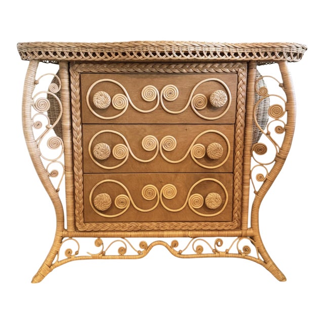 Parisian-Chic Madeleine Castaing-Style Wicker and Rattan Chest For Sale