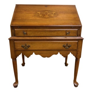 Vintage Davis Cabinet Co Chippendale Queen Anne Style Slant Front Secretary Desk For Sale