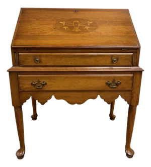 Vintage Davis Cabinet Co Chippendale Queen Anne Style Slant Front Secretary Desk