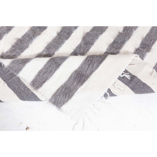 Modern Hand woven Goat Hair Runner in Ivory and Gray by Doris Leslie Blau Size: 4'0" × 18'0" (121 × 548 cm) Textural...