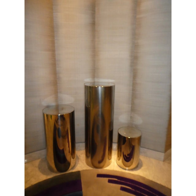 Vintage Brueton Graduated Circular Stainless Steel Columns - Set of 3 sold as found in previously owned and used showing...