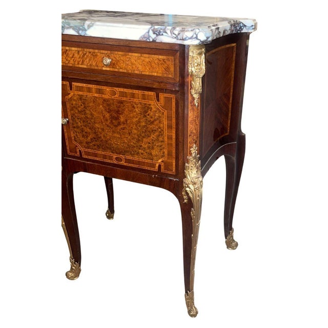 Pair French Bronze-Mounted Marble-Top Nightstands Louis XV Style, Late 19th C. For Sale - Image 11 of 12
