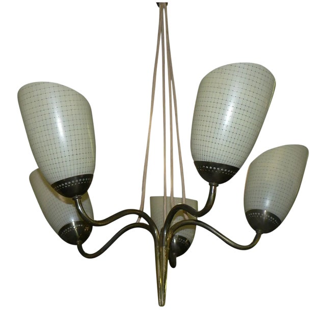 Brass Tulip Ceiling Lamp, 1950s For Sale