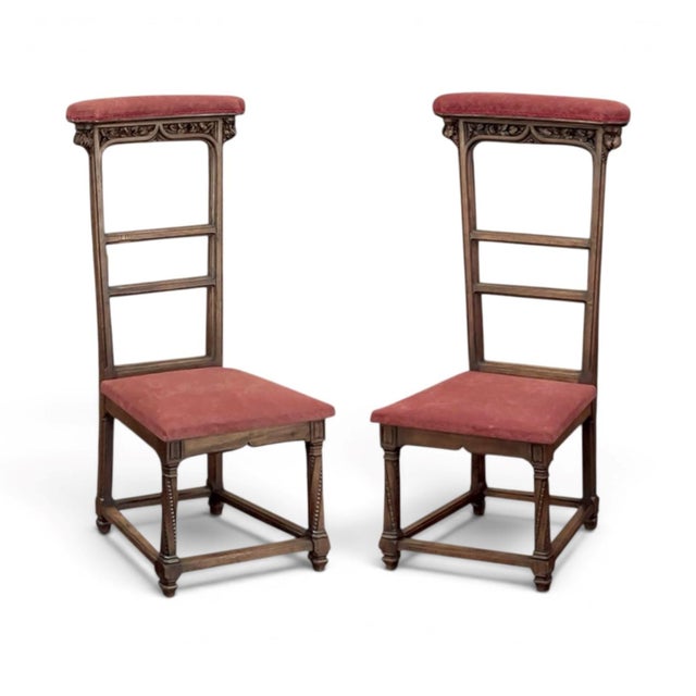 Gothic Pair 19th Century French Walnut Neogothic Prayer Kneelers For Sale - Image 3 of 14