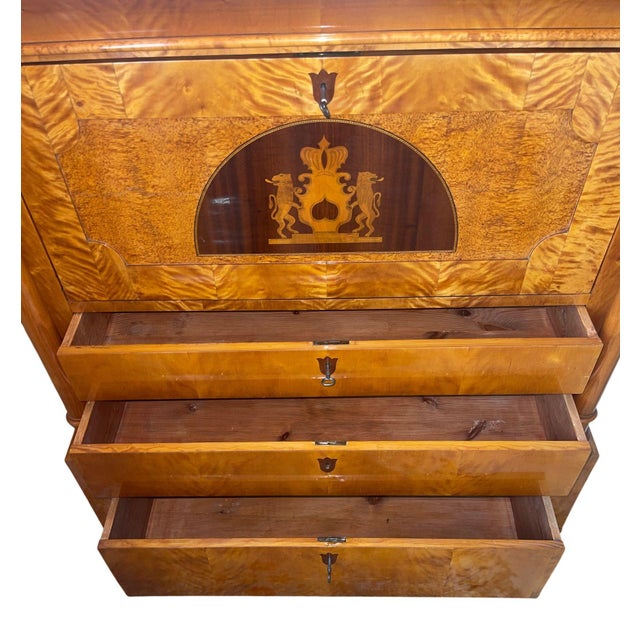 19th Century 19th Century Biedermeier Secretary Desk With Secret Compartments For Sale - Image 5 of 11