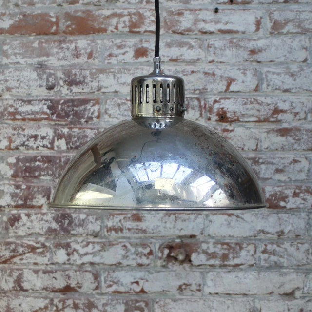 Vintage French Chrome Metal Medical Pedant Light For Sale - Image 5 of 6