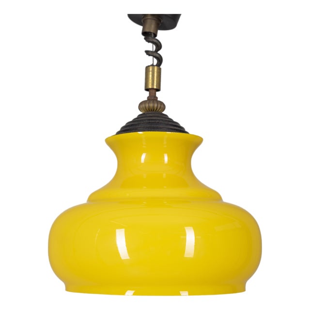 Vintage Italian Yellow Glass Chandelier, 1970s For Sale