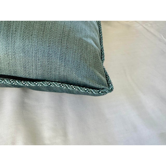 Set of 4 Custom Blue Green Silk-Cotton Pillows For Sale - Image 9 of 12