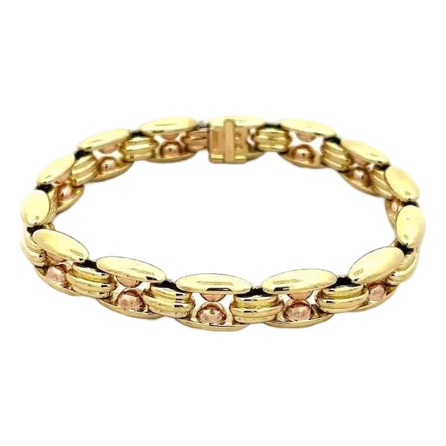 Bvlgari 18k Yellow Rose Gold Bracelet Open Bar Bead Links For Sale