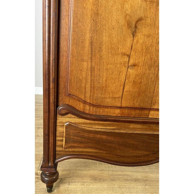 Antique French Style Double Bed Frame with Carved Walnut Headboard For Sale - Image 5 of 18