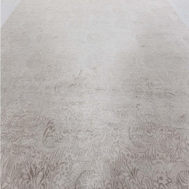 Light Gray Contemporary Damask Gray With Taupe Silk Rug "Fernlight" by Doris Leslie Blau For Sale - Image 8 of 8