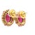 Vintage Italian 18k Gold Pink Tourmaline Ruby Sapphire Diamond Cluster Earrings For Sale - Image 10 of 15