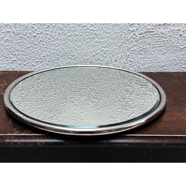 Metal Vintage Mirror and Chrome Art Deco Vanity Plateau For Sale - Image 7 of 12