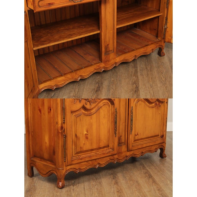 French Country Provincial Style Pine Carved Buffet Hutch Cabinet For Sale In Philadelphia - Image 6 of 13