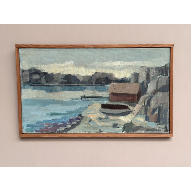 Gustaf Olsson, Seascape, 1950s, Oil Painting on Canvas, Framed For Sale - Image 6 of 18