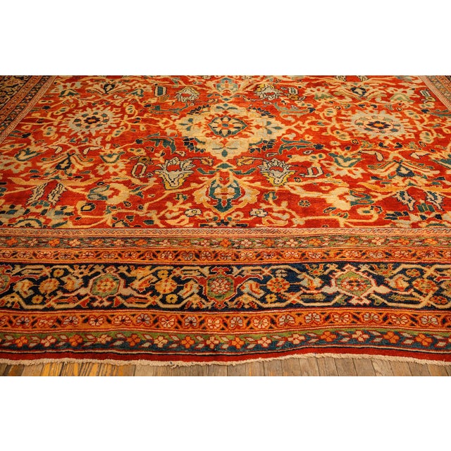 1890s Traditional Red Bold Tribal Geometric Antique Persian Sultanabad Wool Rug For Sale In New York - Image 6 of 10