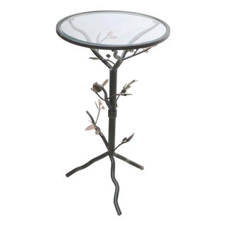 Late 20th Century Metal and Glass Bird Themed Pier 1 Side Table For Sale