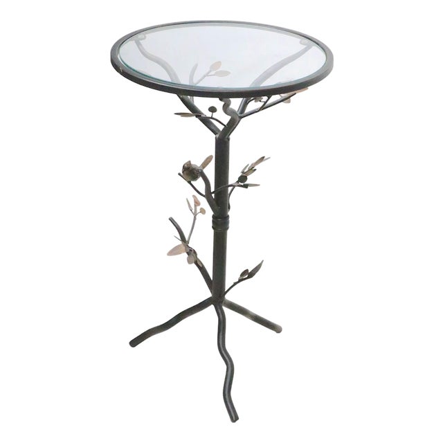 Late 20th Century Metal and Glass Bird Themed Pier 1 Side Table For Sale