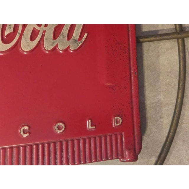 1950s Vintage Coca Cola Cooler Sign Arrow For Sale - Image 5 of 12
