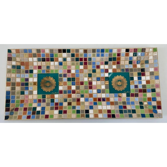 Fabulous midcentury vintage mosaic rectangular tray designed by Georges Briard and features vibrant and colorful small...
