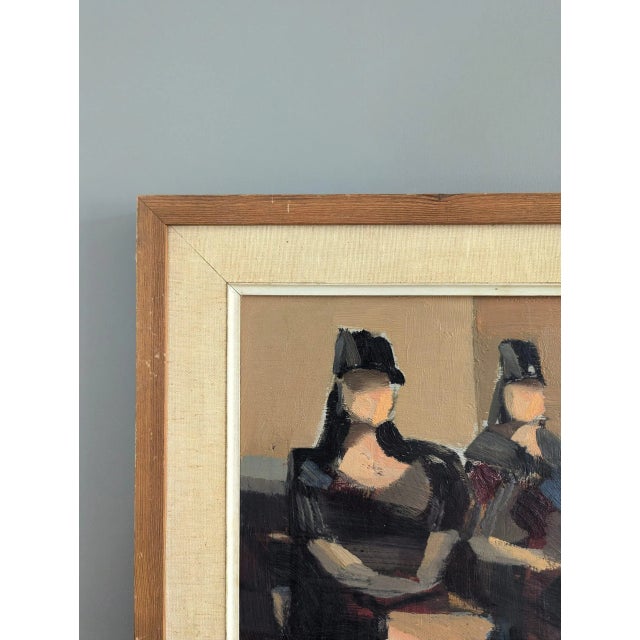 1957 Mid-Century Modern "Senoritas" Vintage Abstract Figurative Oil Painting by Swedish Artist Ivar Morsing, Framed For Sale - Image 6 of 12