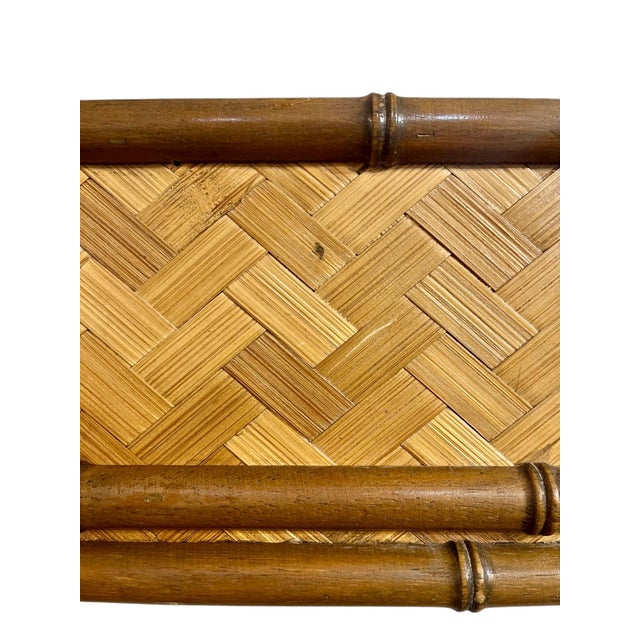 Vintage Bamboo Rattan Octagonal Shape Mirror Coastal Boho For Sale - Image 9 of 10