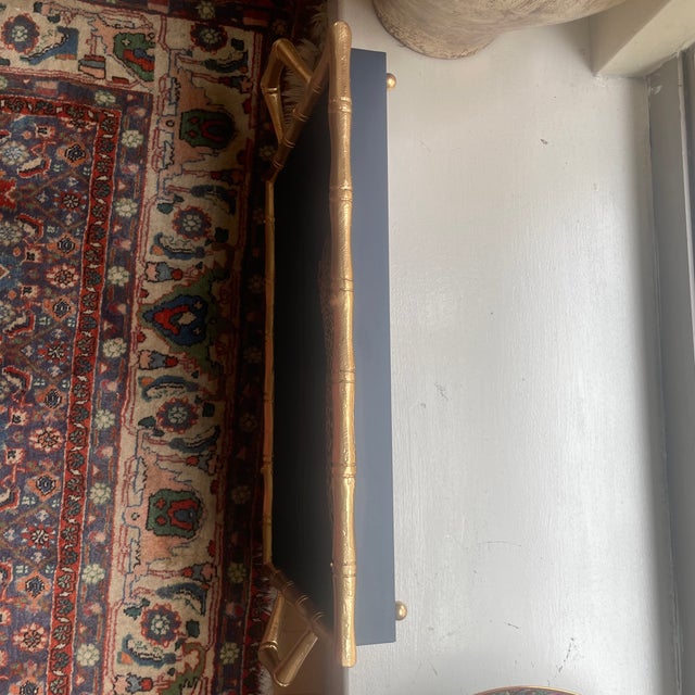 Leopard Gold Bamboo Tray With Handles For Sale - Image 4 of 8